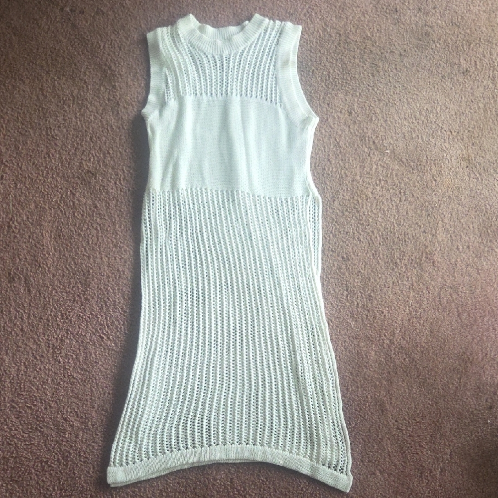 Free People Cream Sleeveless Knit Midi Dress
